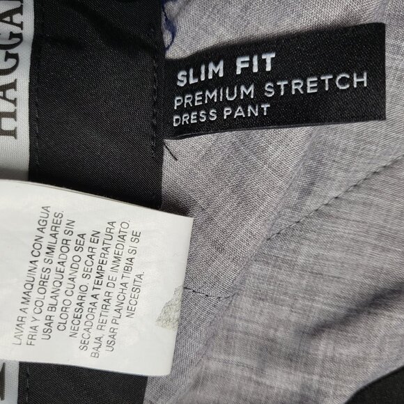 Haggar Mens Dress Pants 30 X 30 Slim Fit Premium Stretch Straight Leg Navy Blue - Picture 4 of 14